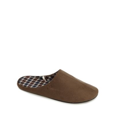 Tan microsuede cotton lined slippers